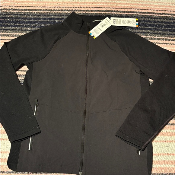 Smartwool Other - Smartwool Intraknit Active Full Zip Jacket Women's Size L Black Stripe FLAW
